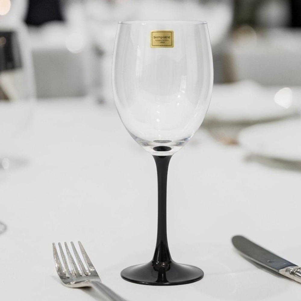 Luminarc Black Stem Wine Glass,‎ 10oz French Stemware, Replacement Drinkware